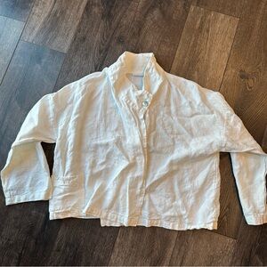 Bryn Walker 100% linen White Linen Button-Up shirt blouse SMALL oversized